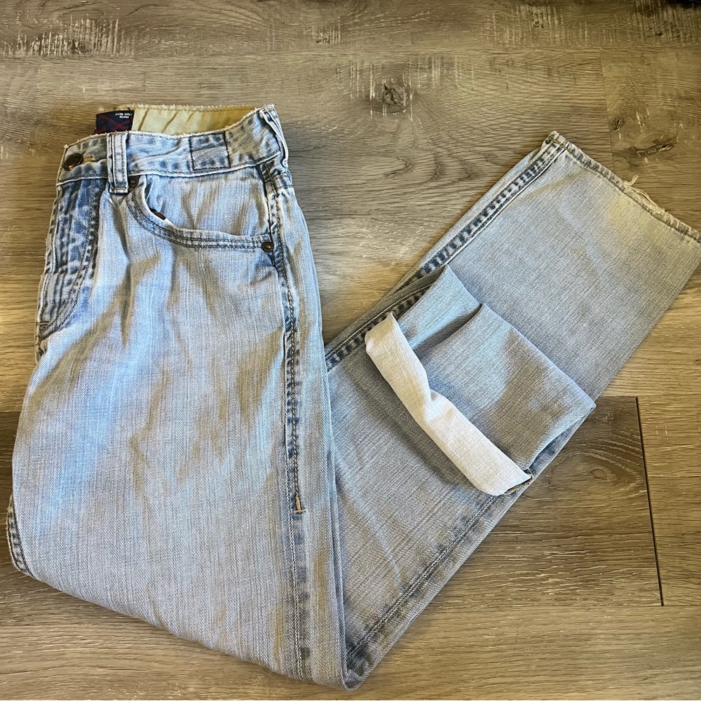 US Polo Assn light wash faded denim slim straight jeans